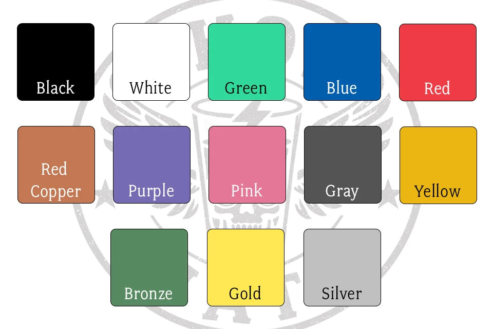 Shot Mate Colors: Black, White, Green, Blue, Red, Red Copper, Purple, Pink, Gray, Yellow, Bronze, Gold, Silver