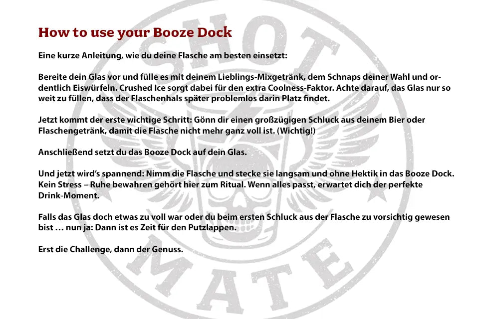 Eine Beschreibung, wie man Booze Dock benutzt.